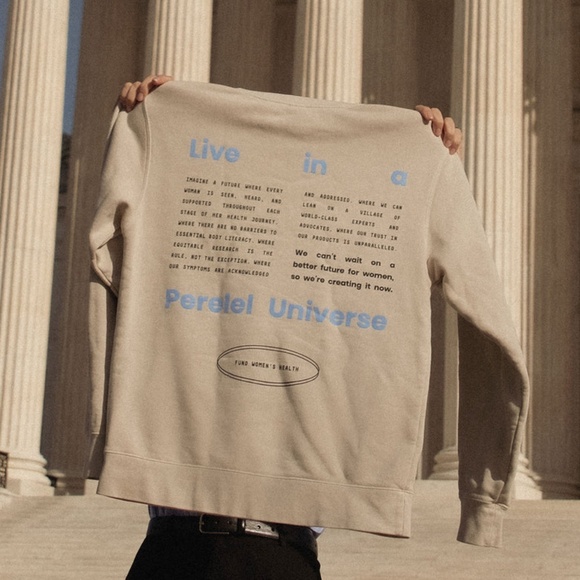 Perele - Fund Women’s Health Crew Cotton Blend Beige Pullover Sweatshirt - XL - Picture 2 of 3